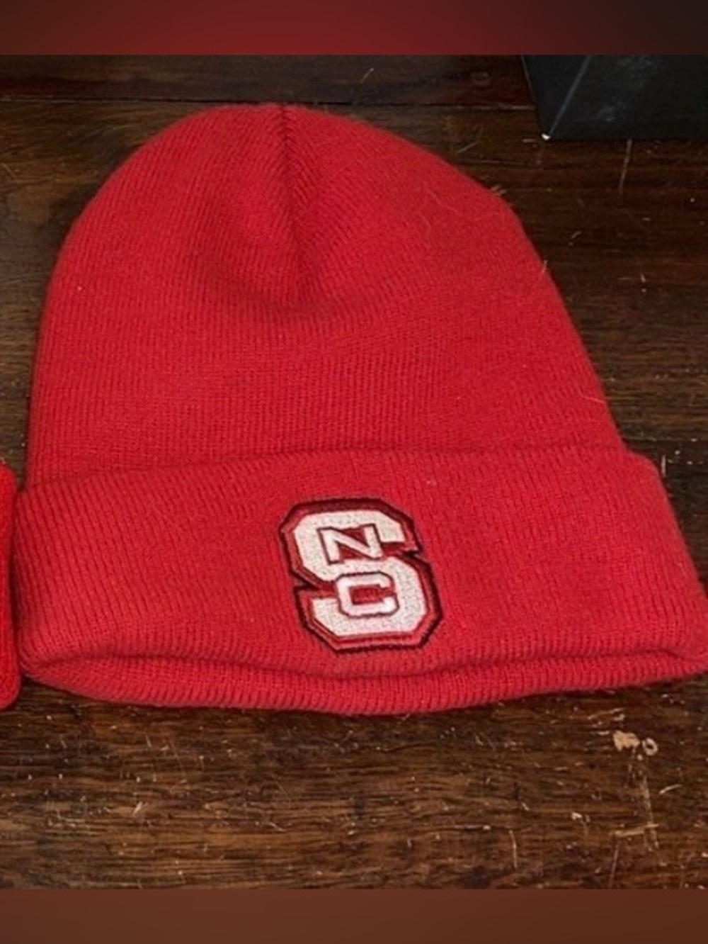 Red Adidas North NC Carolina State Wolfpack beanie knit ski unisex team cap hat